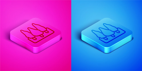 isometric line trees icon isolated on pink vector image
