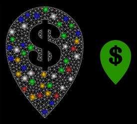 net bank map marker glare icon with colorful vector image