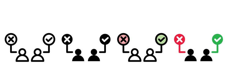 set featuring decision arrows with three-way vector image