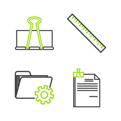 set line file document and binder clip folder vector image