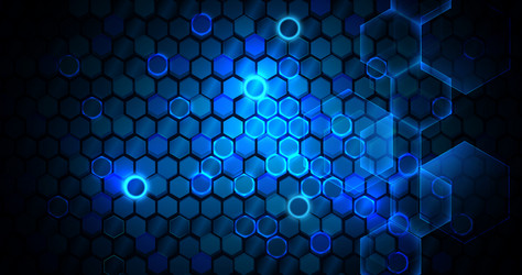 Modern hexagon background with blue light effect Vector Image