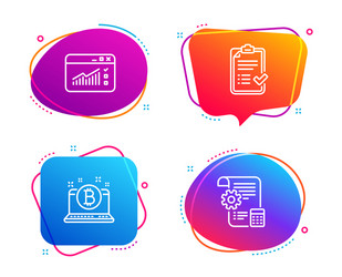 bitcoin approved checklist and web traffic icons vector image