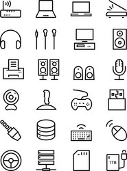 Computer Hardware Line Icons vector image