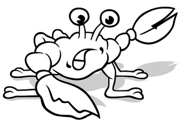 drawing of a little surprised crab vector image
