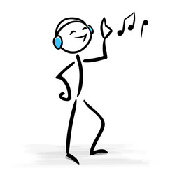 happy man with headphones listening to music vector