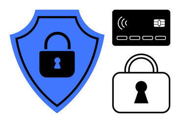 secure payment methods shield and padlock vector image