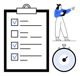 task checklist with timer and organized vector image
