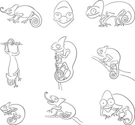 Chameleons - Diverse Poses Vector Image