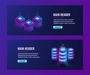 data center and database banners server room vector image