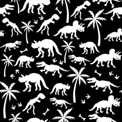 Dinosaur skeleton and palm trees seamless pattern vector