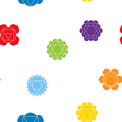 seamless pattern with signs and names of chakras vector image