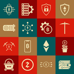 set cryptocurrency wallet bitcoin plant vector image