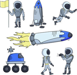 set of space objects vector image