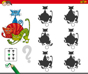 shadow activity game with cat characters vector image