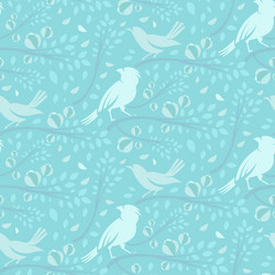 Spring Birds Branch Pattern vector image
