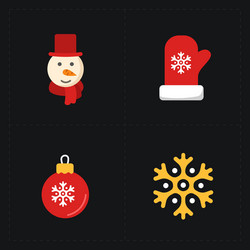 Christmas flat golden icons vector