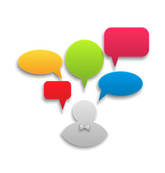 icon of businessman with set colorful speech vector image