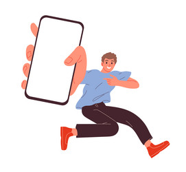 Man Jumping with Smartphone vector image