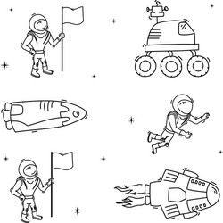 set of space objects vector image