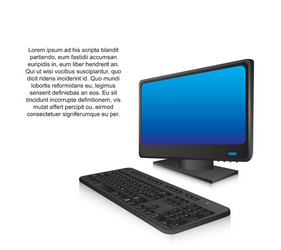 3d computer with keyboard technology vector