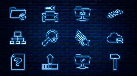 set line hammer cloud mail server ftp folder vector image