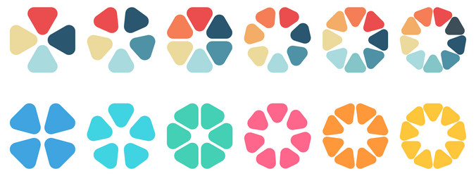 triangles with slightly rounded vertices forming vector image