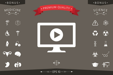 computer with play button icon vector image