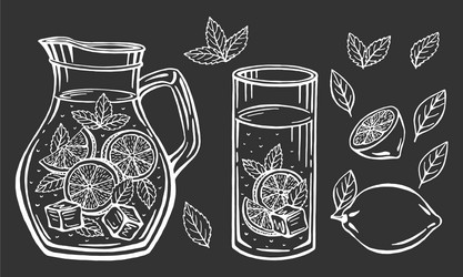 lemonade mug with ice and a slice lemon vector image