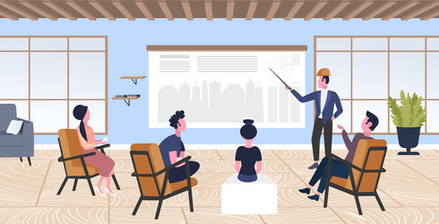 man architect doing presentation engineer vector image