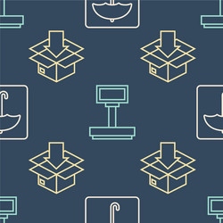 set line umbrella cardboard box with traffic vector image