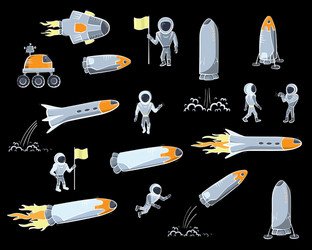 set of space objects vector image