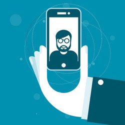 Taking a photo with smartphone - selfie vector