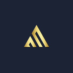 Gold triangle line stripe logo Royalty Free Vector Image