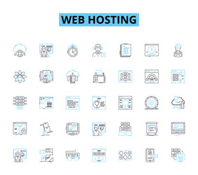 Web hosting linear icons set server vector