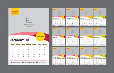 2025 Wall Calendar Template - Minimalist Vector Image