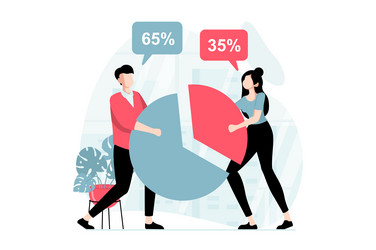 data analysis concept with people scene in flat vector image