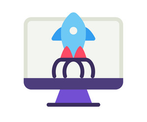 desktop launch startup single isolated icon vector image