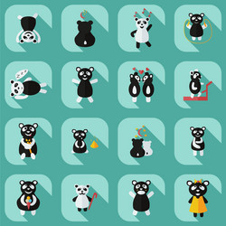 flat concept set modern design with shadow panda vector image