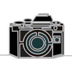 Flat continuous drawing line art camera concept vector