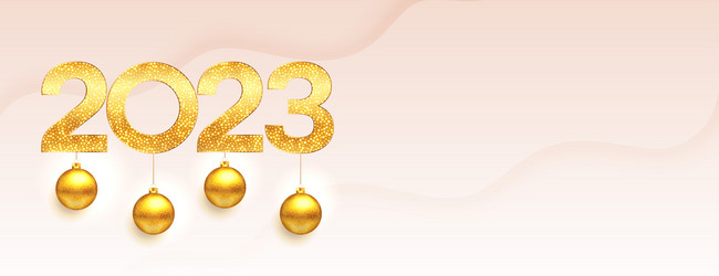 Golden sparkling 2023 new year party banner vector