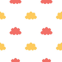 seamless pattern of colorful clouds with pixel vector image