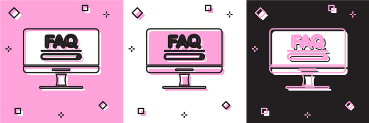 set computer monitor with text faq information vector image