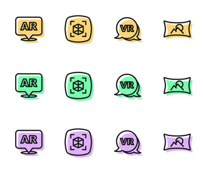 set line virtual reality augmented ar 3d vector image