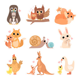 Adorable Animal Family Collection Vector Image