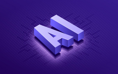 artificial intelligence ai isometric typographic vector image
