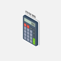 calculator and digital number left view white vector image