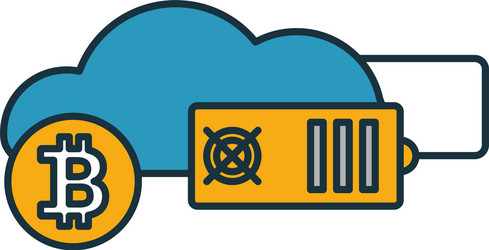 cloud mining icon set four elements in different vector image