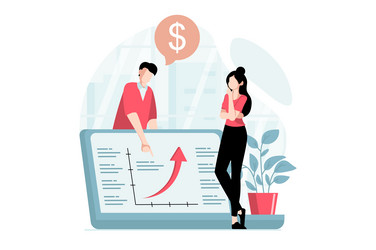 data analysis concept with people scene in flat vector image