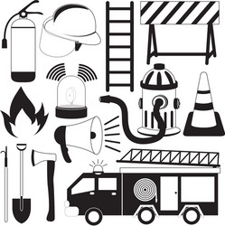 Firefighter isolated colored icon set Royalty Free Vector