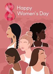 Happy womens day poster a vertical card vector
